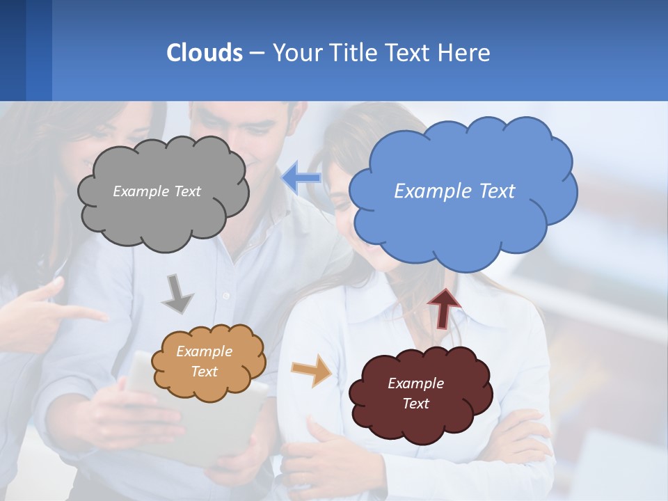 A Group Of People Looking At A Tablet PowerPoint Template