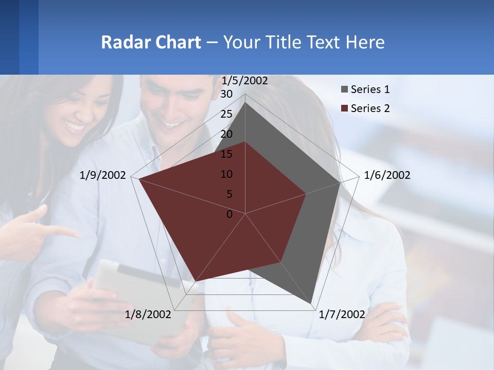A Group Of People Looking At A Tablet PowerPoint Template
