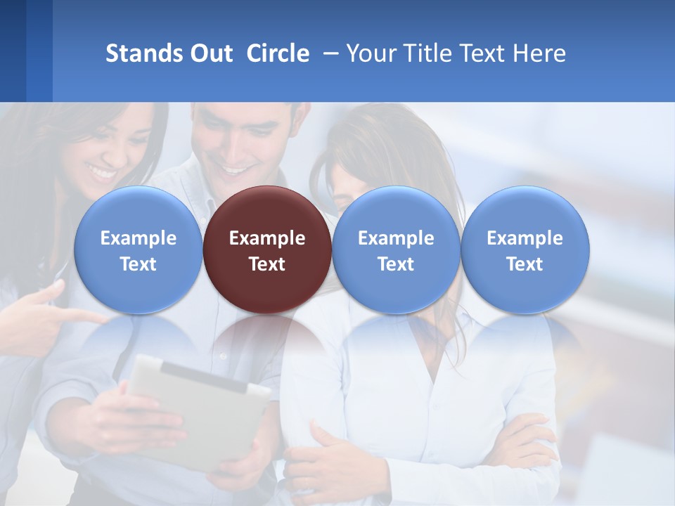 A Group Of People Looking At A Tablet PowerPoint Template