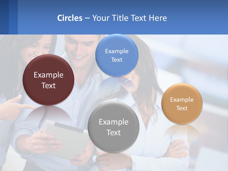 A Group Of People Looking At A Tablet PowerPoint Template