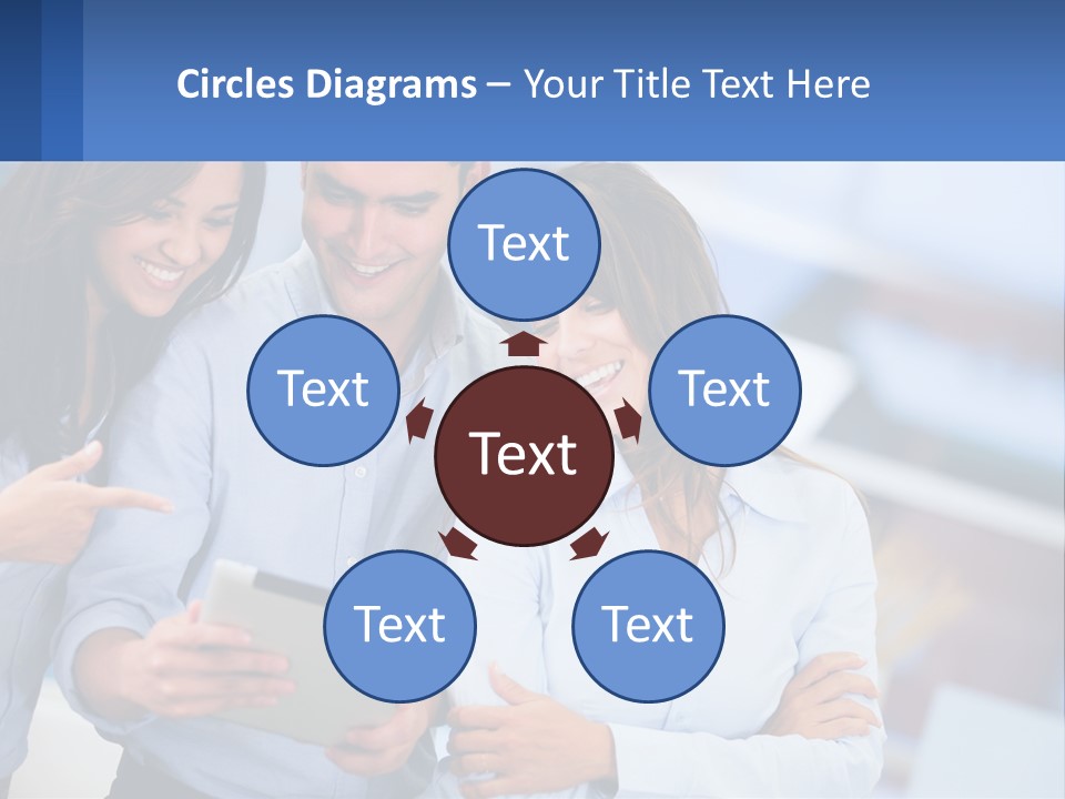 A Group Of People Looking At A Tablet PowerPoint Template