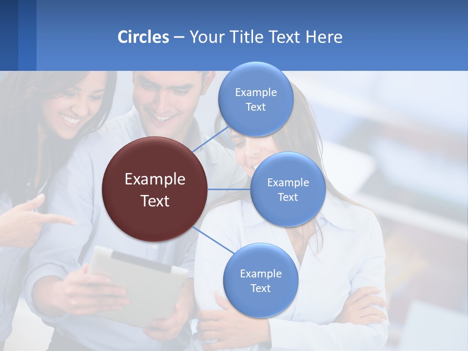 A Group Of People Looking At A Tablet PowerPoint Template