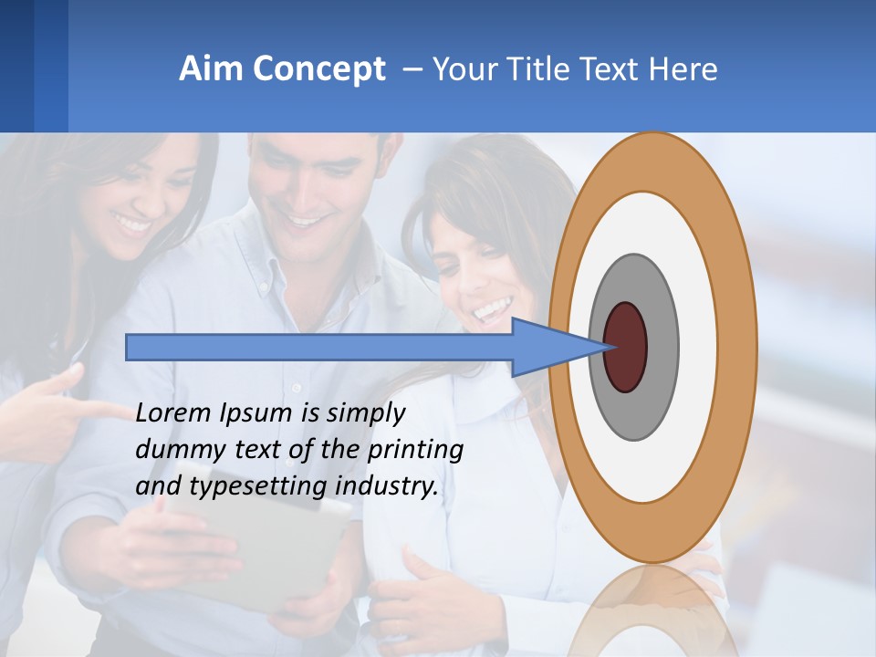 A Group Of People Looking At A Tablet PowerPoint Template