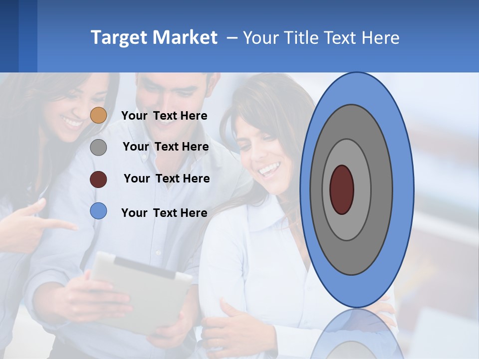 A Group Of People Looking At A Tablet PowerPoint Template