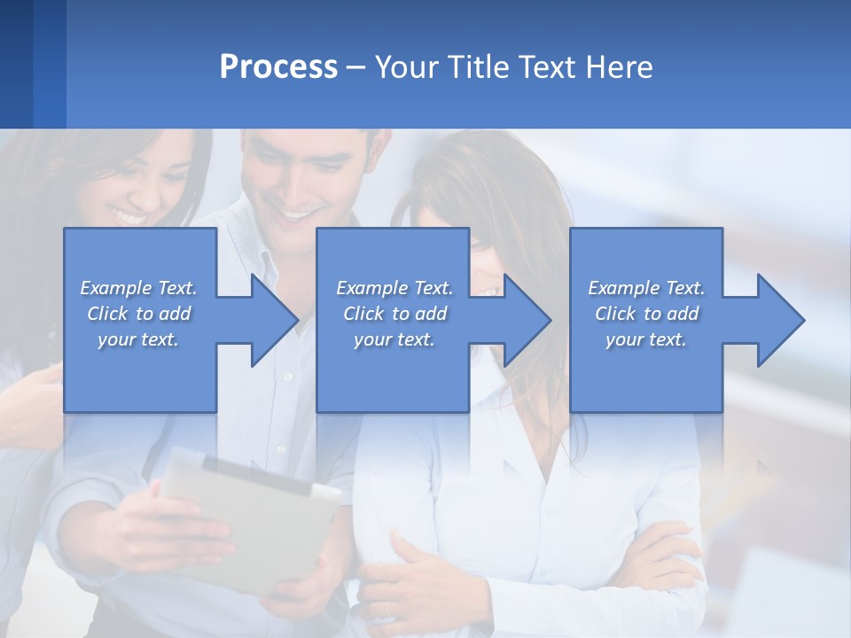 A Group Of People Looking At A Tablet PowerPoint Template
