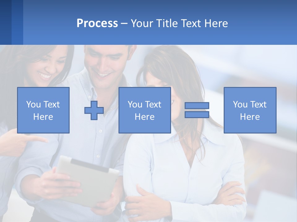 A Group Of People Looking At A Tablet PowerPoint Template