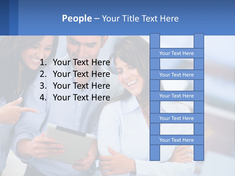 A Group Of People Looking At A Tablet PowerPoint Template