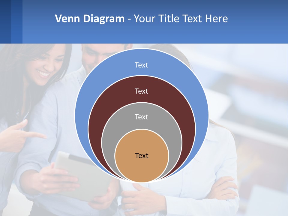 A Group Of People Looking At A Tablet PowerPoint Template
