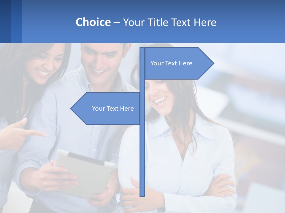 A Group Of People Looking At A Tablet PowerPoint Template
