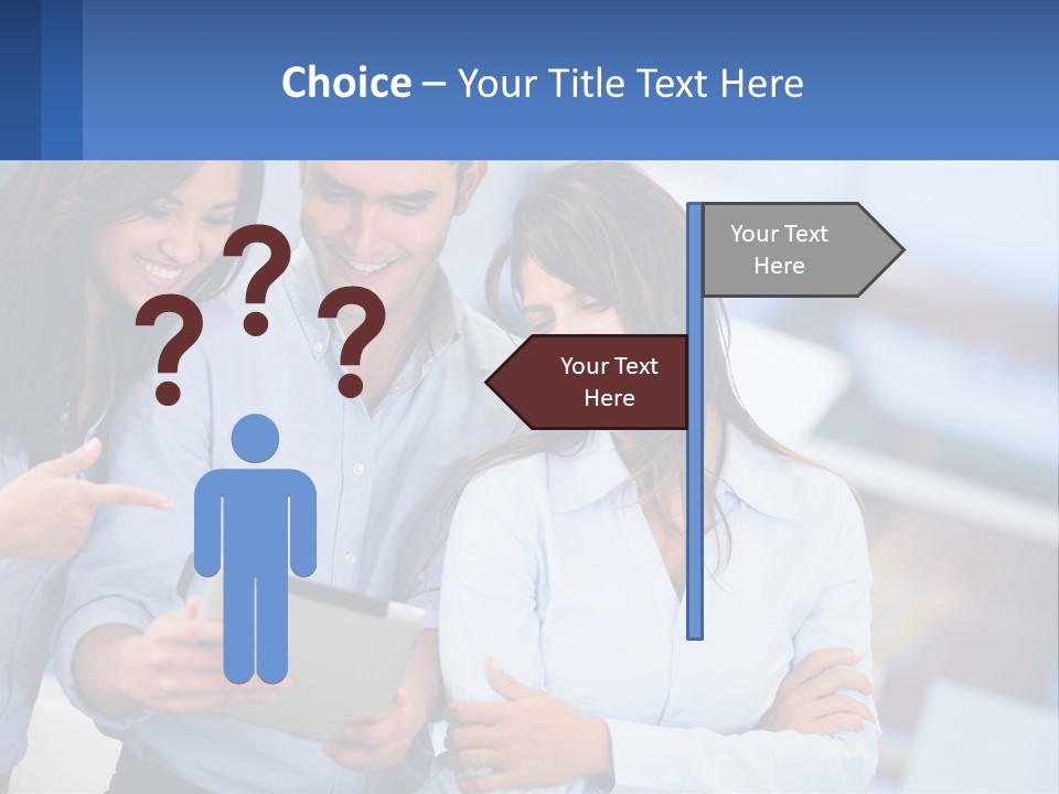 A Group Of People Looking At A Tablet PowerPoint Template