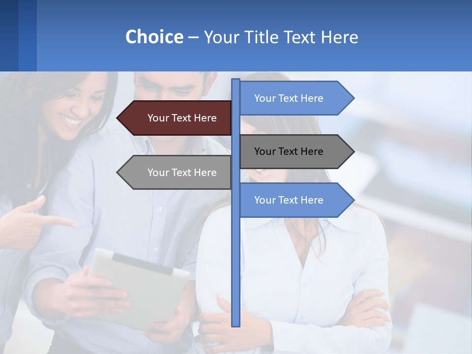 A Group Of People Looking At A Tablet PowerPoint Template