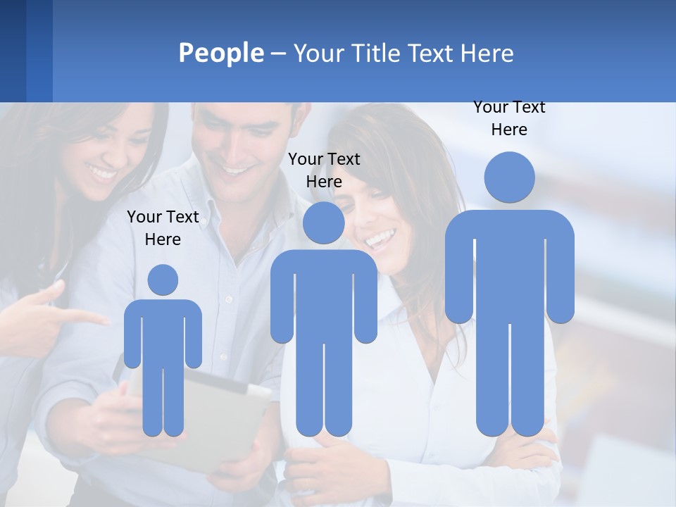 A Group Of People Looking At A Tablet PowerPoint Template