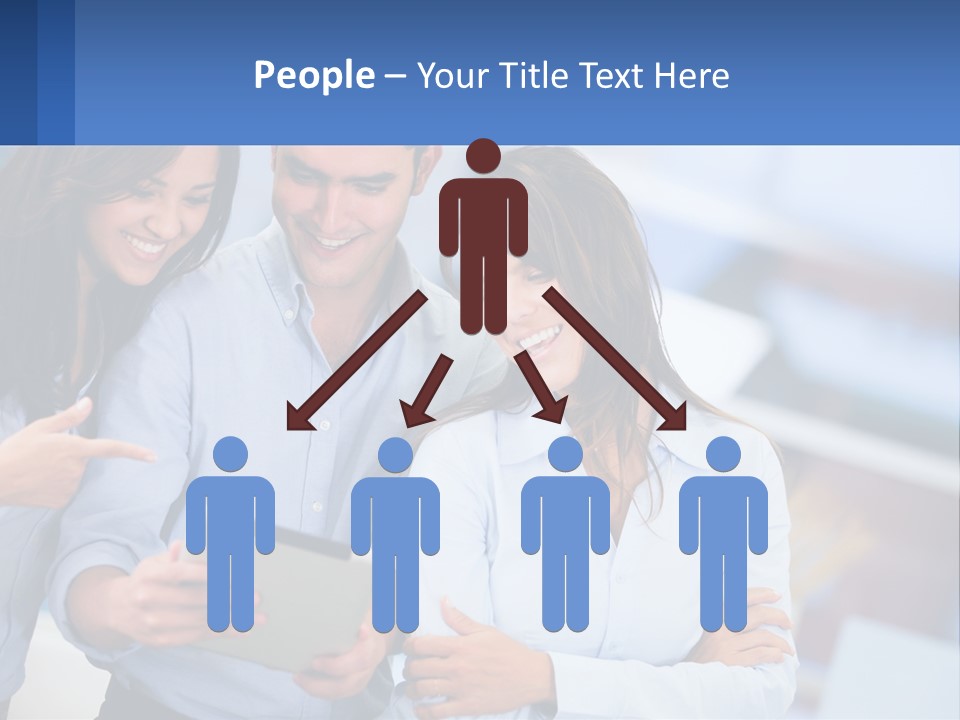 A Group Of People Looking At A Tablet PowerPoint Template