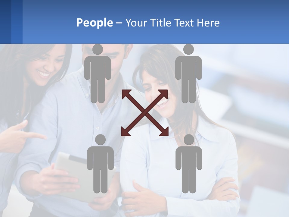 A Group Of People Looking At A Tablet PowerPoint Template