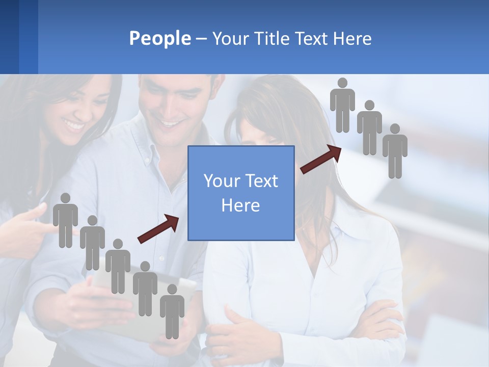 A Group Of People Looking At A Tablet PowerPoint Template