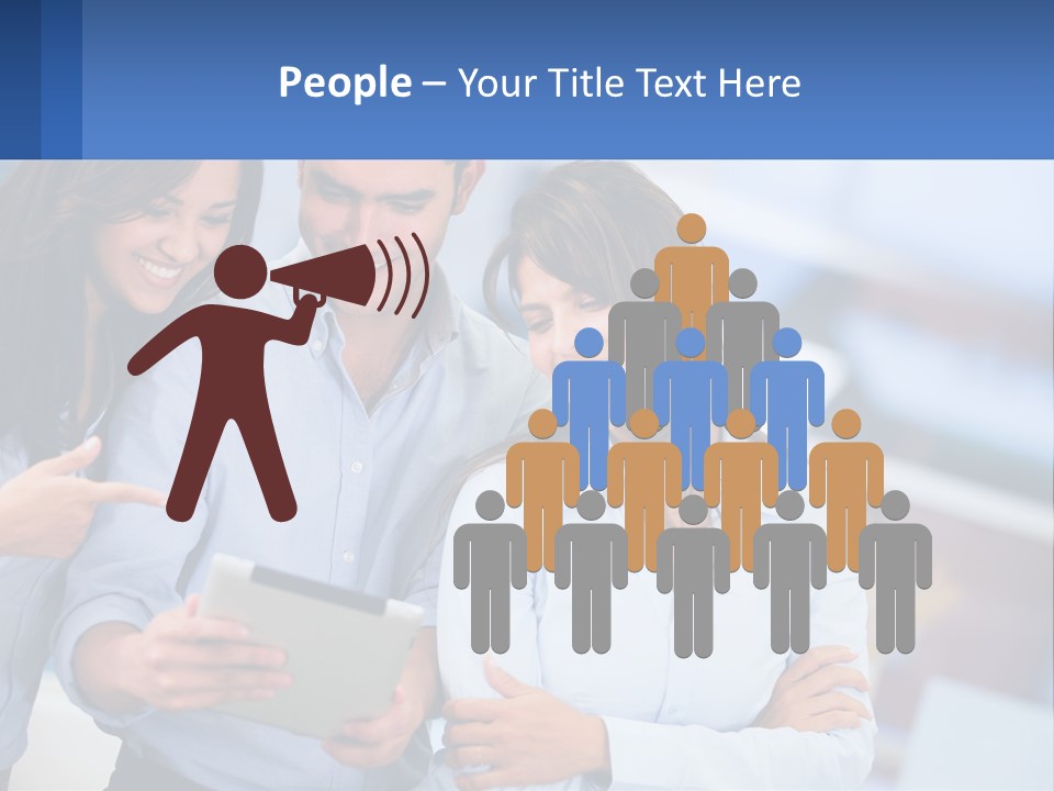 A Group Of People Looking At A Tablet PowerPoint Template