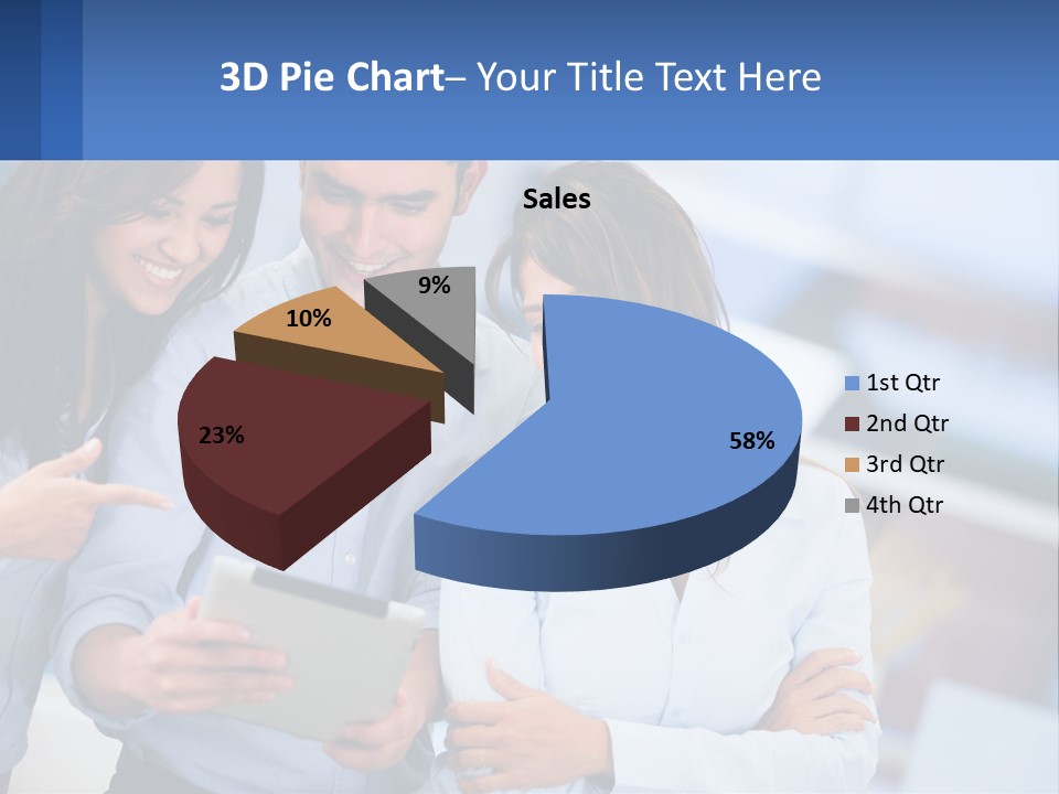A Group Of People Looking At A Tablet PowerPoint Template
