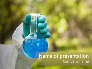 A Person Holding A Flask Filled With Blue Liquid PowerPoint Template