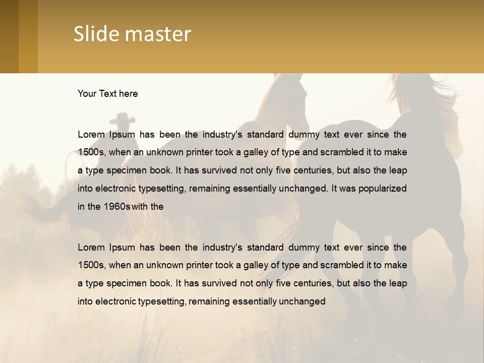 A Man Riding On The Back Of A Brown Horse PowerPoint Template