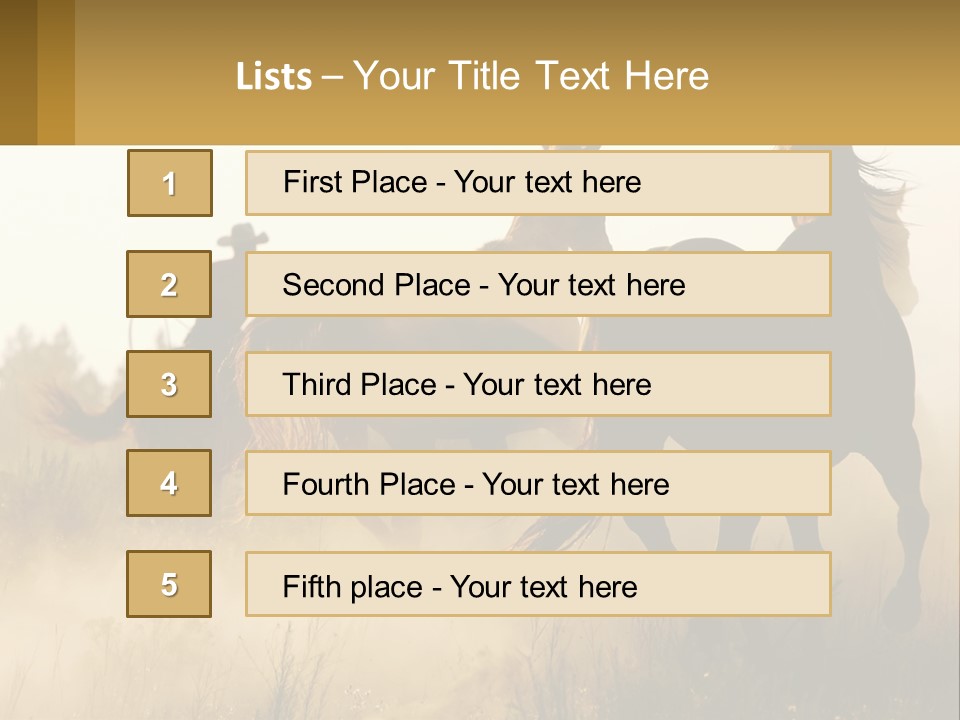 A Man Riding On The Back Of A Brown Horse PowerPoint Template