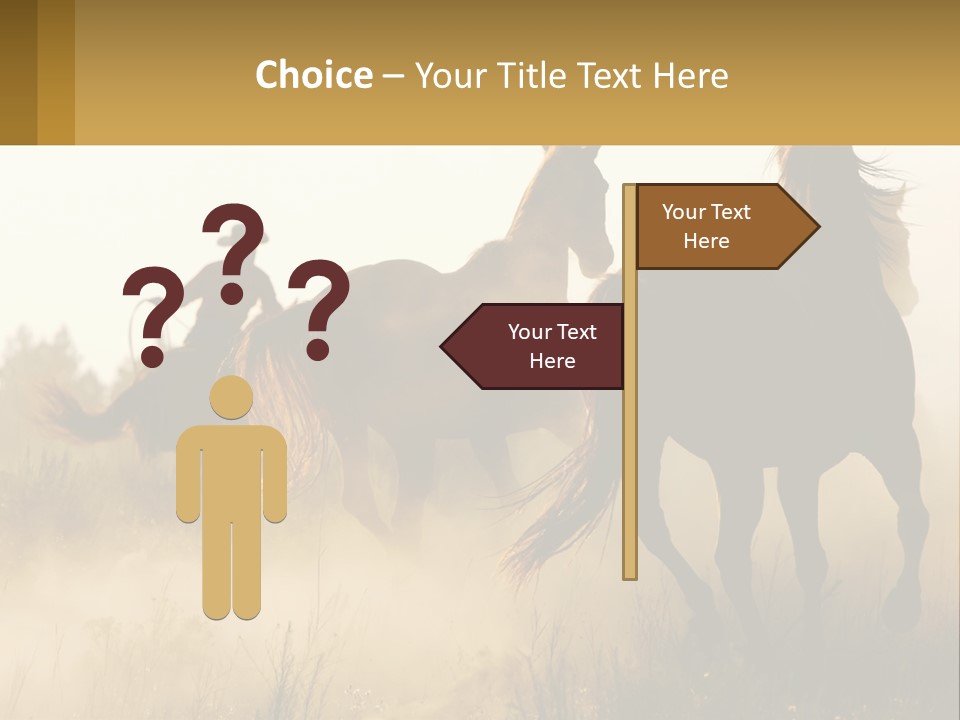 A Man Riding On The Back Of A Brown Horse PowerPoint Template