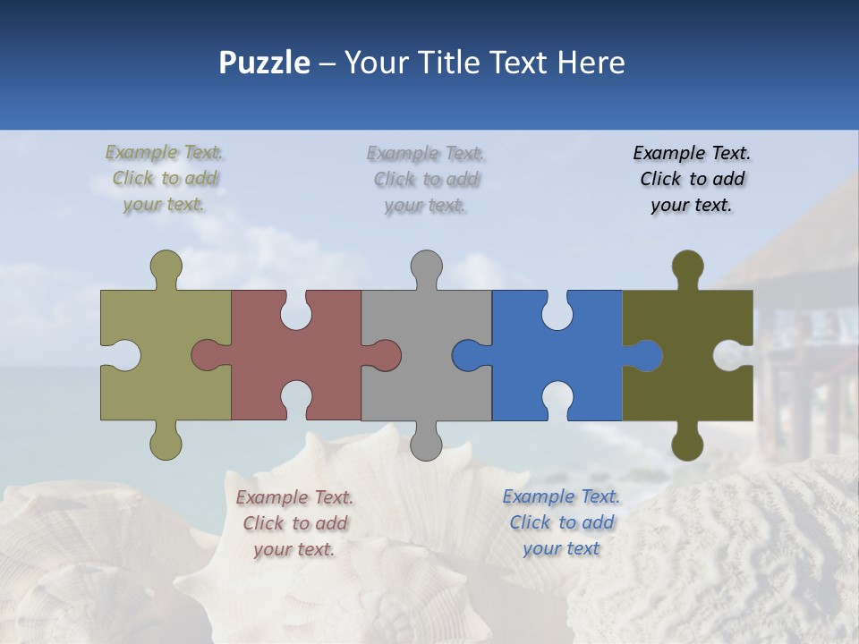 A Group Of Seashells Sitting On A Beach Next To The Ocean PowerPoint Template