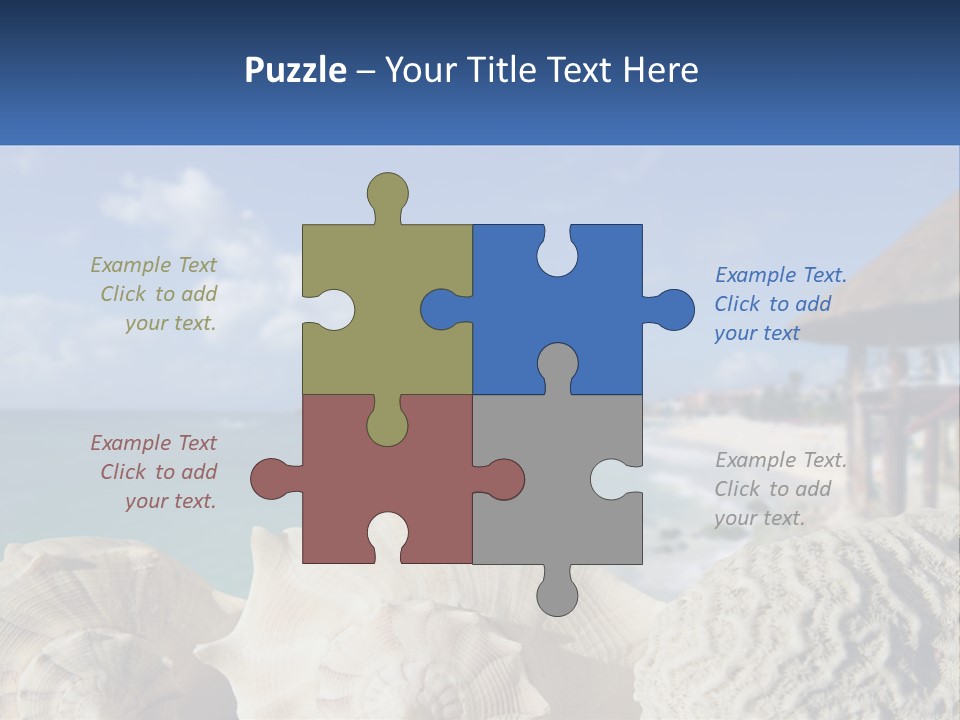 A Group Of Seashells Sitting On A Beach Next To The Ocean PowerPoint Template