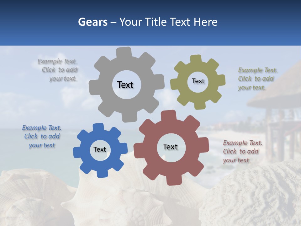 A Group Of Seashells Sitting On A Beach Next To The Ocean PowerPoint Template