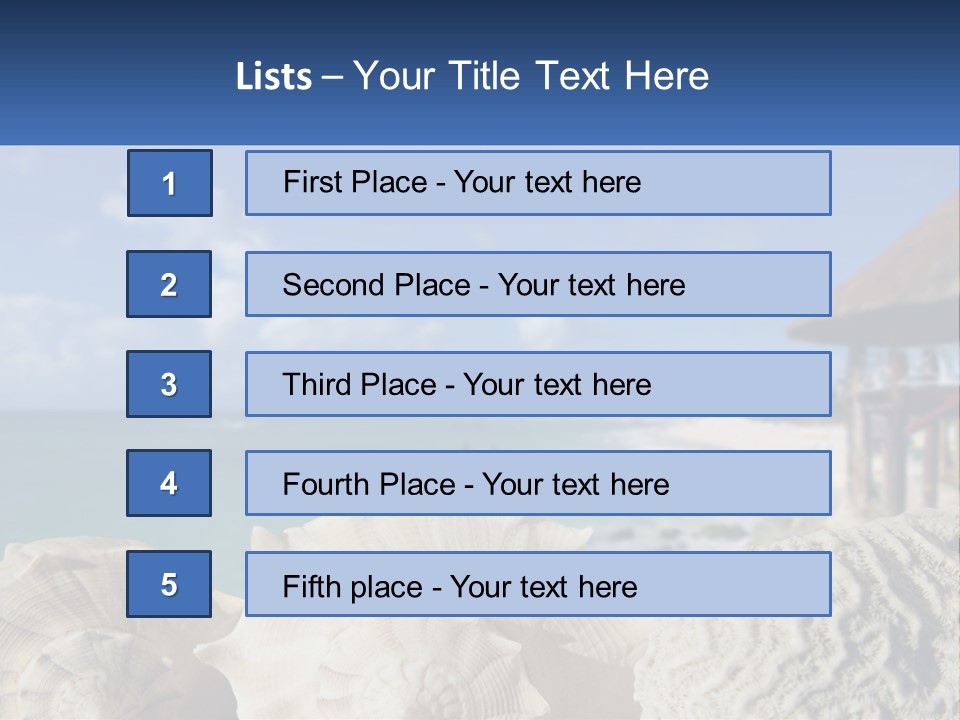 A Group Of Seashells Sitting On A Beach Next To The Ocean PowerPoint Template