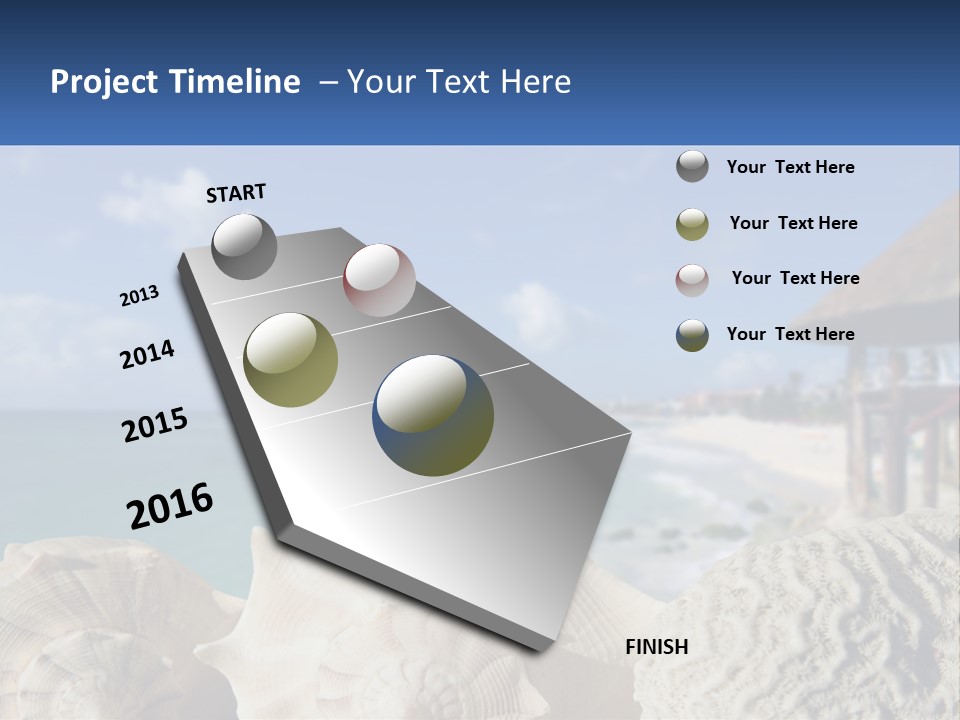 A Group Of Seashells Sitting On A Beach Next To The Ocean PowerPoint Template