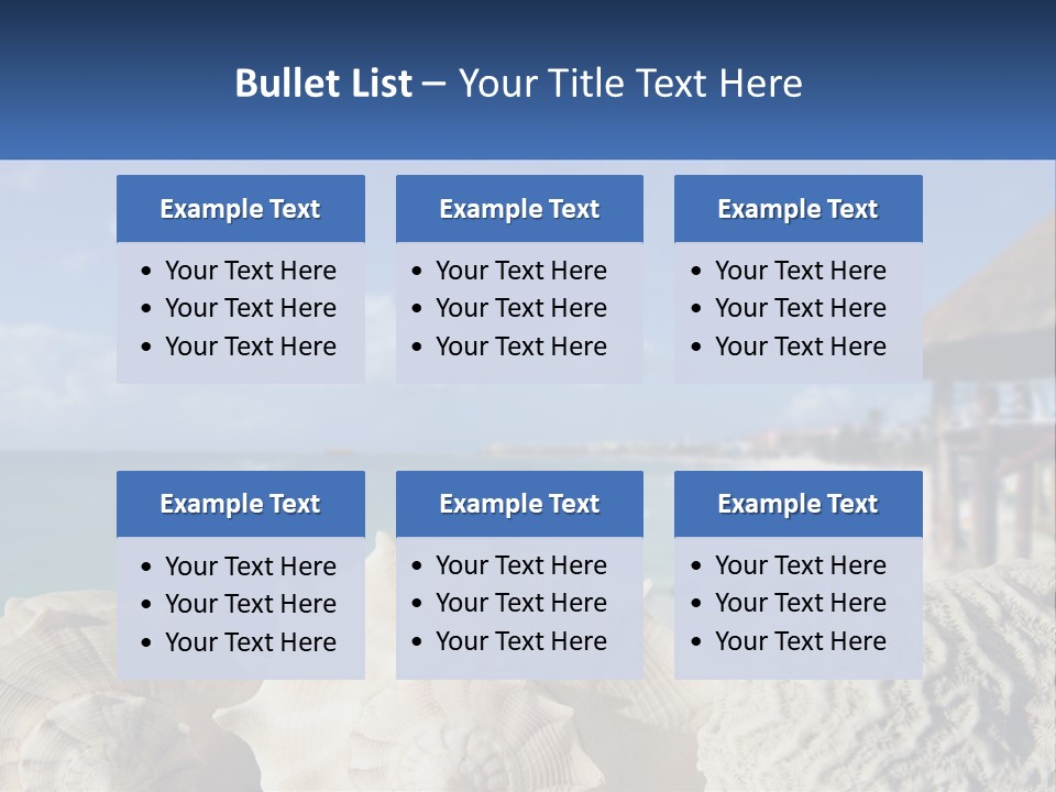 A Group Of Seashells Sitting On A Beach Next To The Ocean PowerPoint Template