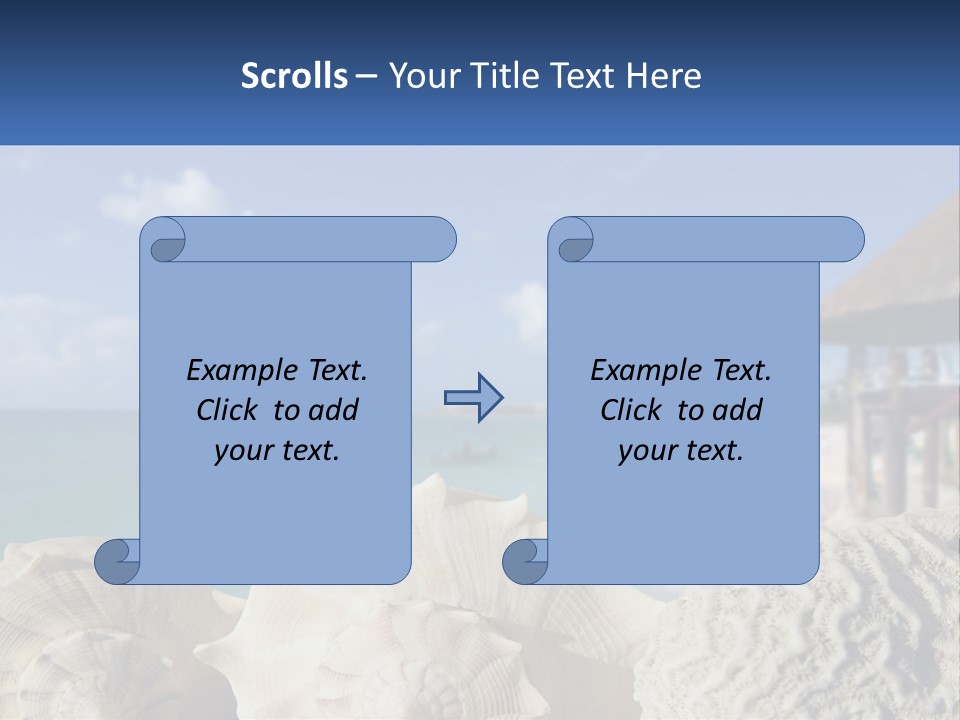 A Group Of Seashells Sitting On A Beach Next To The Ocean PowerPoint Template