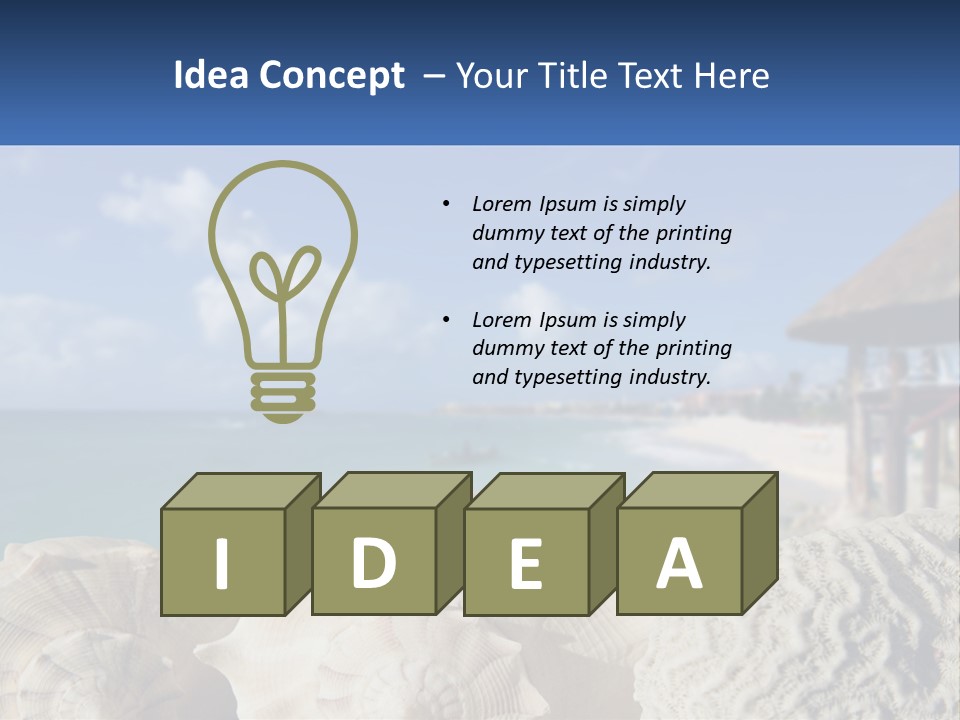 A Group Of Seashells Sitting On A Beach Next To The Ocean PowerPoint Template