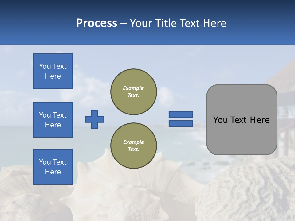 A Group Of Seashells Sitting On A Beach Next To The Ocean PowerPoint Template