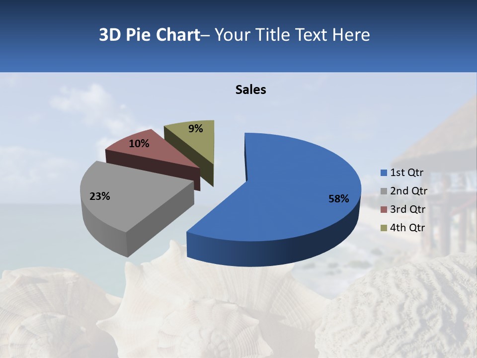A Group Of Seashells Sitting On A Beach Next To The Ocean PowerPoint Template