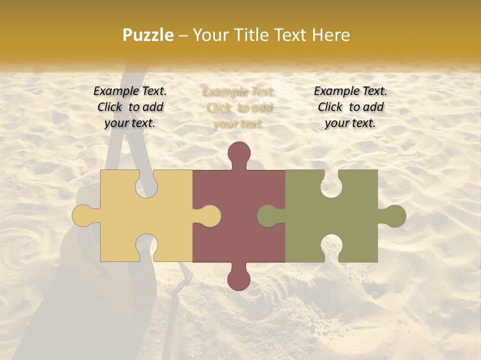 A Guitar Sitting On Top Of A Sandy Beach PowerPoint Template