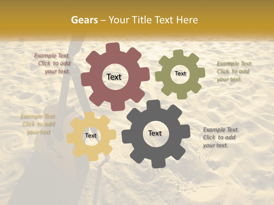 A Guitar Sitting On Top Of A Sandy Beach PowerPoint Template