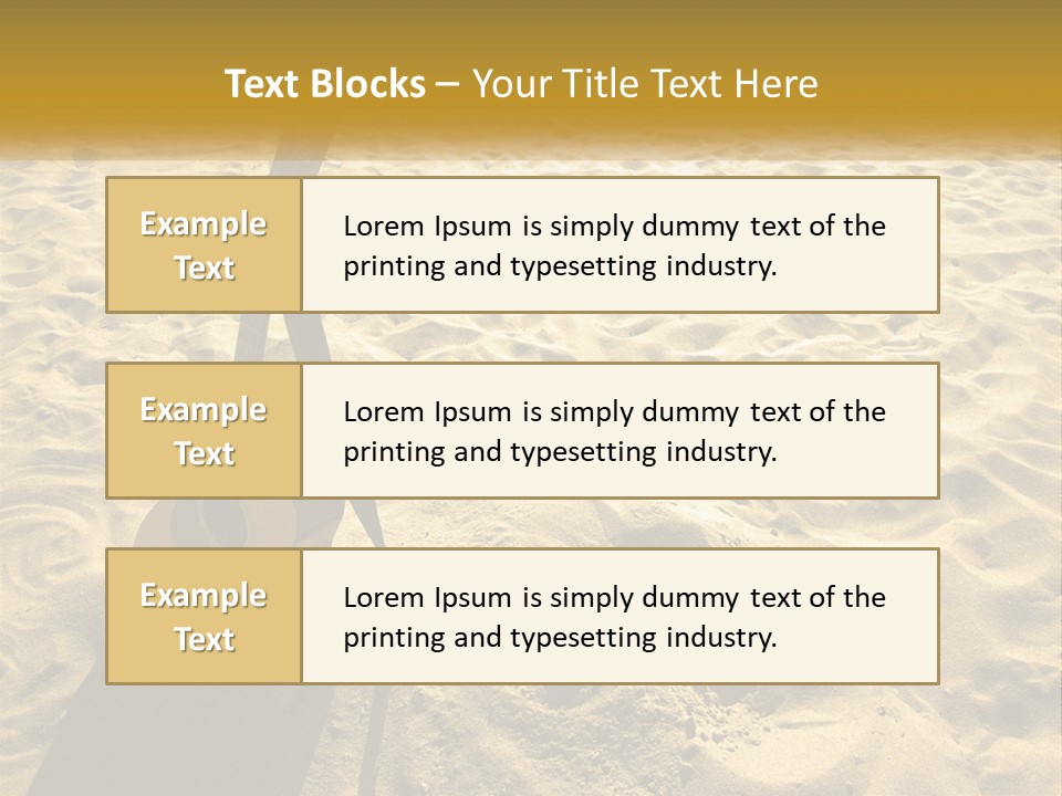A Guitar Sitting On Top Of A Sandy Beach PowerPoint Template