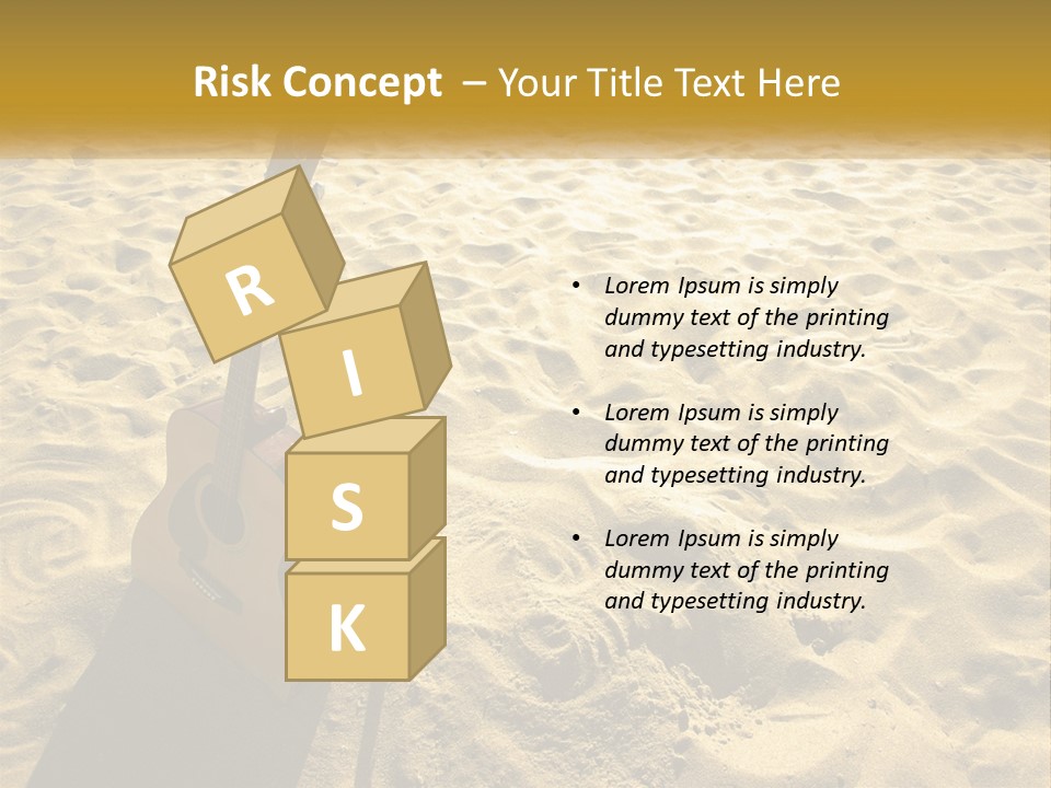 A Guitar Sitting On Top Of A Sandy Beach PowerPoint Template