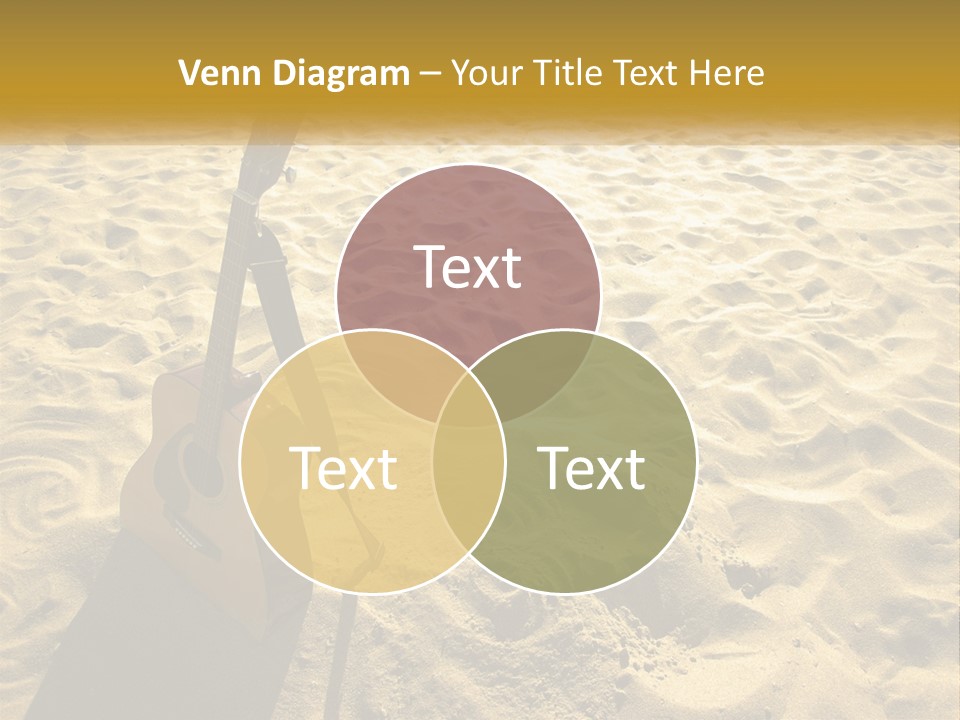 A Guitar Sitting On Top Of A Sandy Beach PowerPoint Template