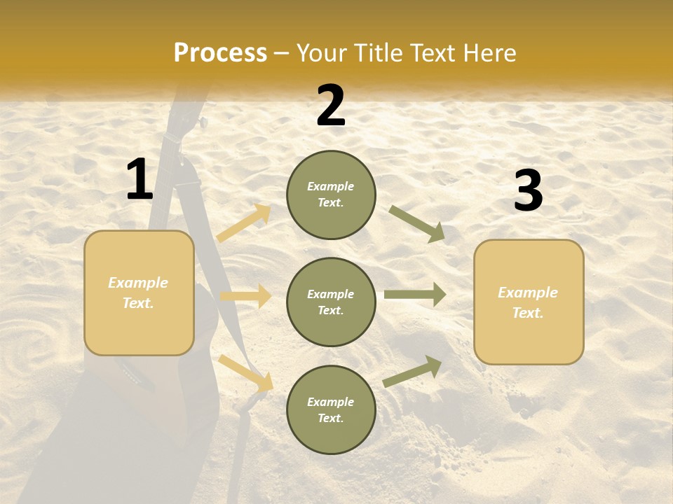 A Guitar Sitting On Top Of A Sandy Beach PowerPoint Template