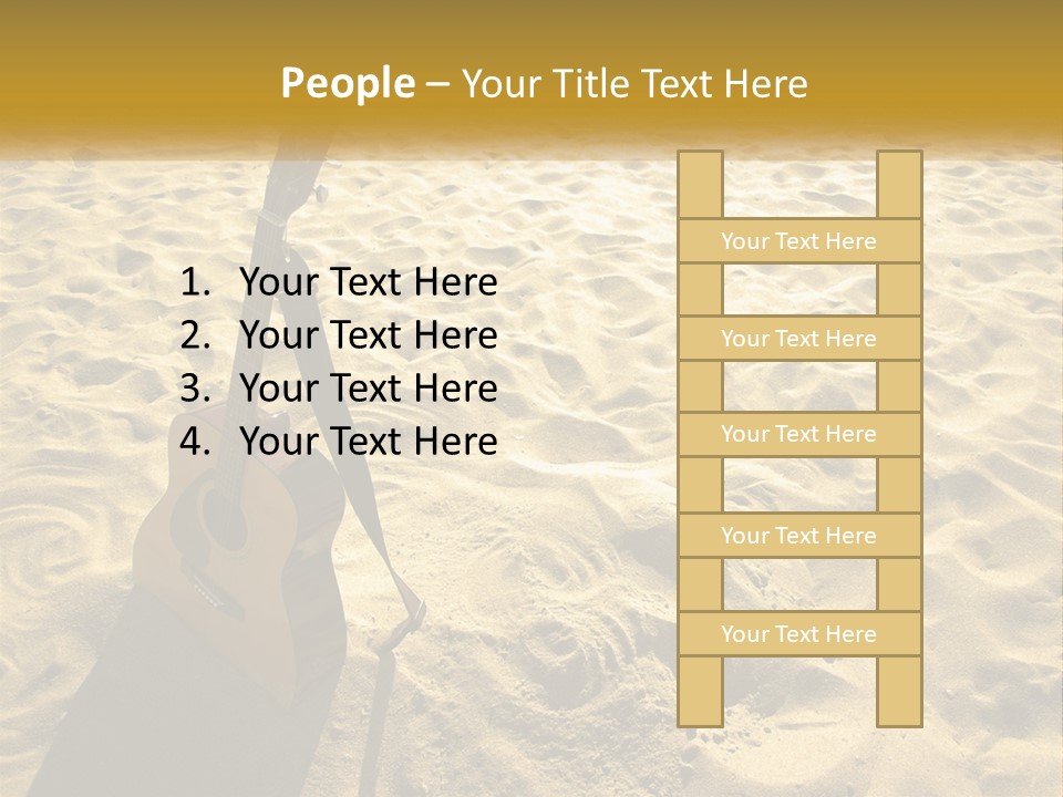 A Guitar Sitting On Top Of A Sandy Beach PowerPoint Template