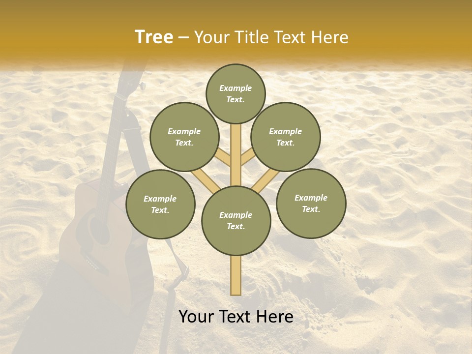 A Guitar Sitting On Top Of A Sandy Beach PowerPoint Template