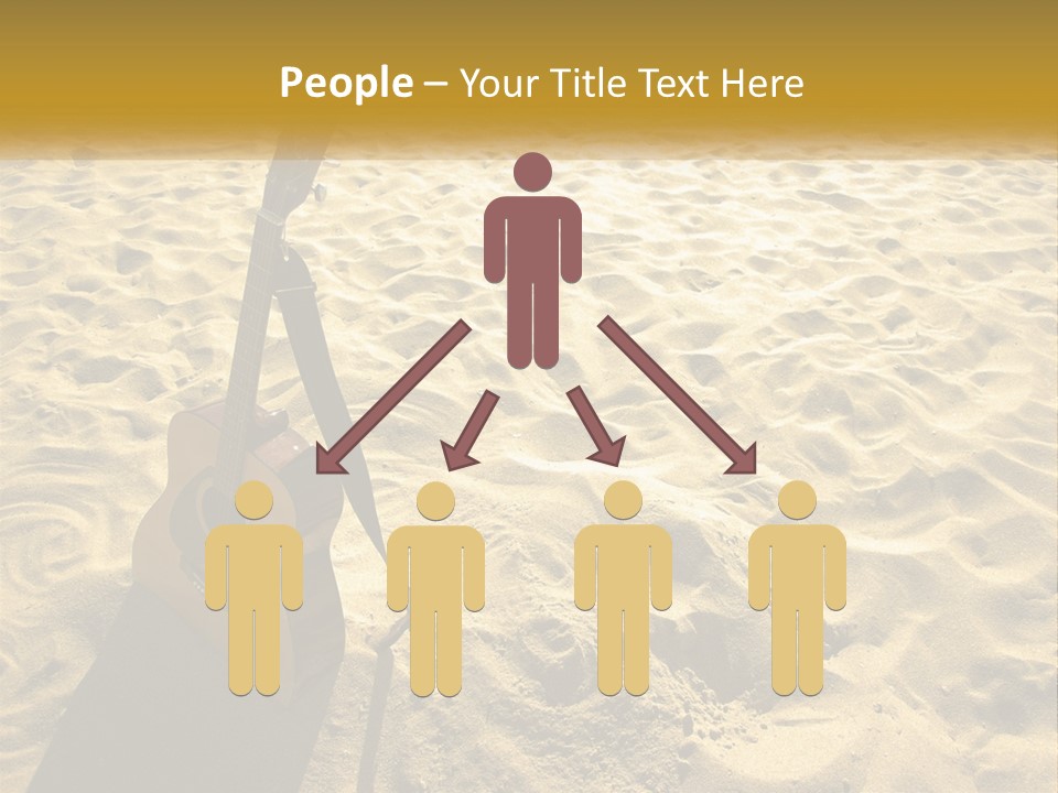 A Guitar Sitting On Top Of A Sandy Beach PowerPoint Template