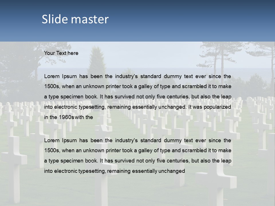 A Large Field Full Of White Crosses With Trees In The Background PowerPoint Template