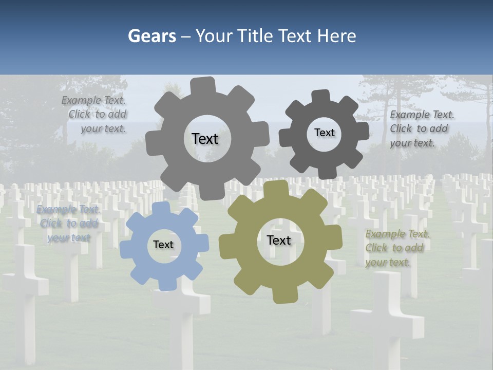 A Large Field Full Of White Crosses With Trees In The Background PowerPoint Template