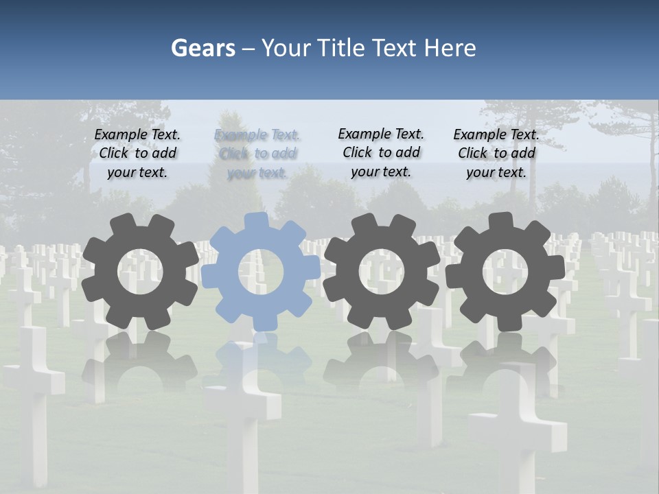 A Large Field Full Of White Crosses With Trees In The Background PowerPoint Template