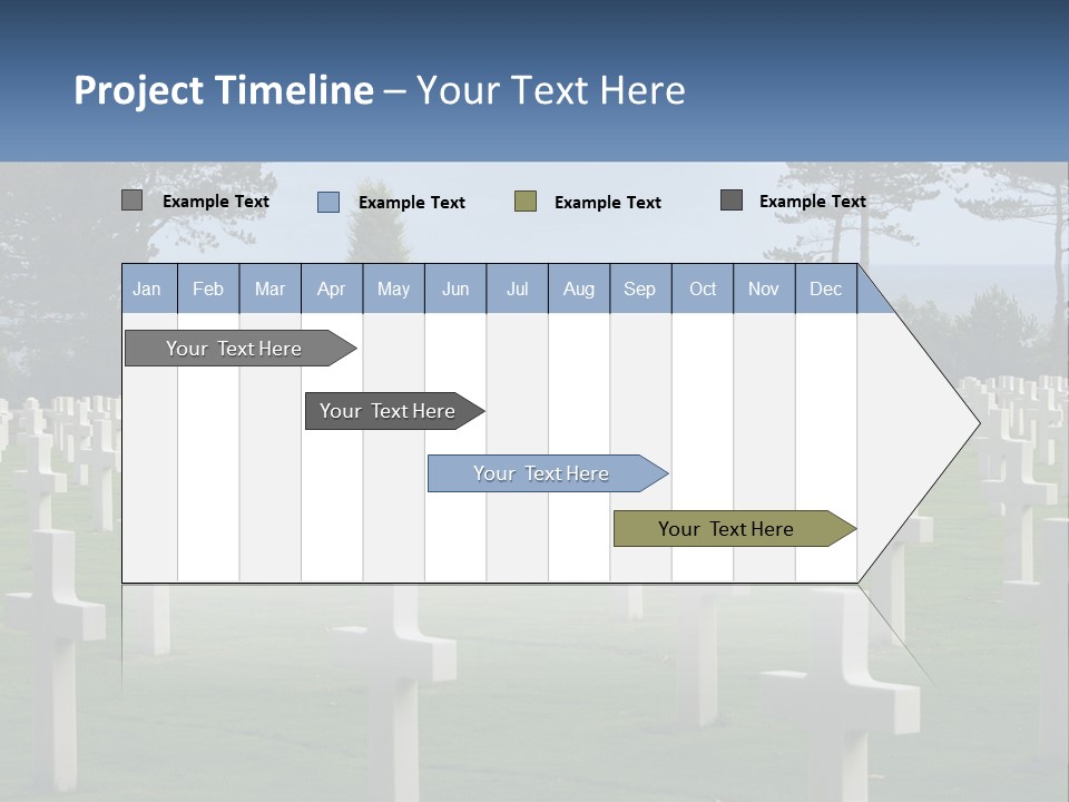 A Large Field Full Of White Crosses With Trees In The Background PowerPoint Template