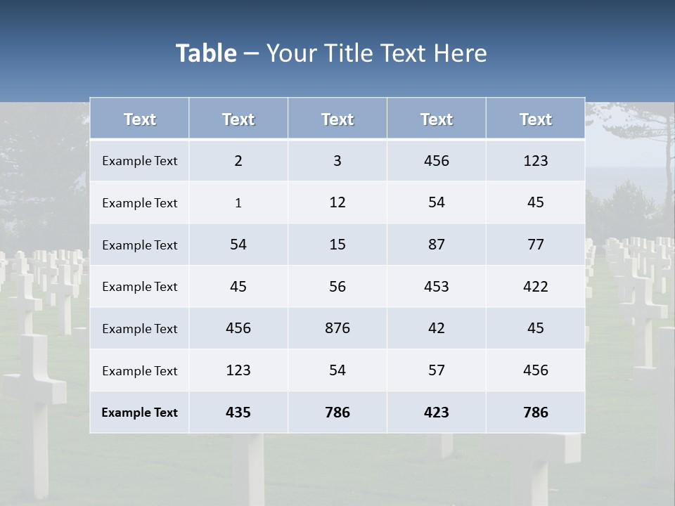 A Large Field Full Of White Crosses With Trees In The Background PowerPoint Template