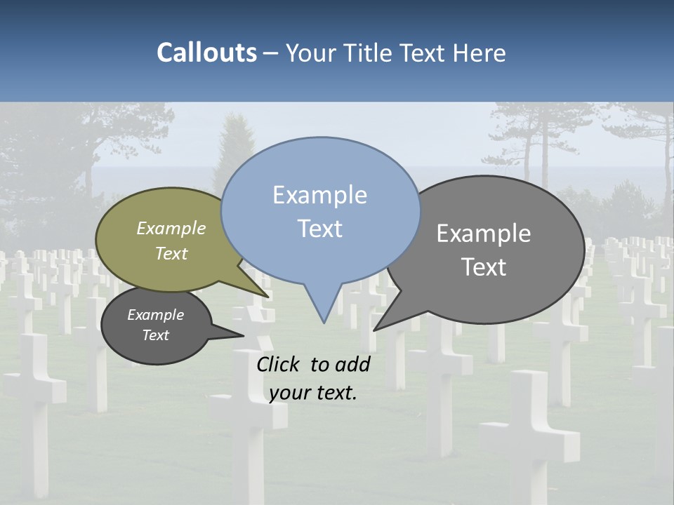 A Large Field Full Of White Crosses With Trees In The Background PowerPoint Template